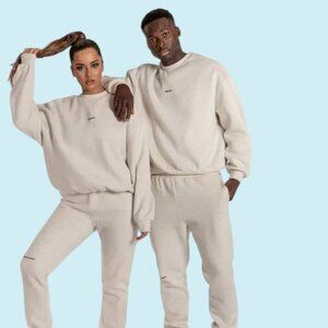 Meshki Sweatshirt Unisex Large Snow Marle Long Sleeve Crewneck Cozy Sweater